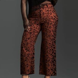 Anthropologie Maeve The Colette Cropped Leopard Wide-Leg Pants